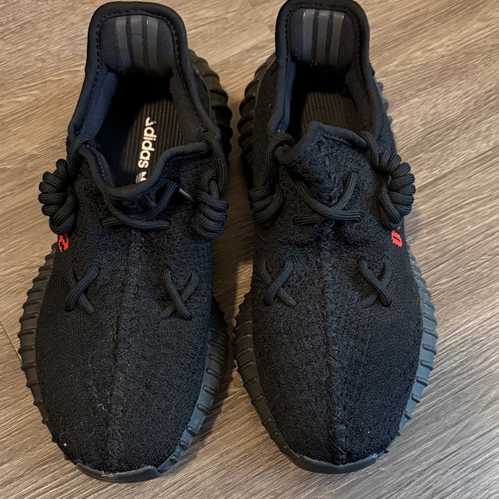 adidas Black Knit Low-Top Sneakers with Red Stitching